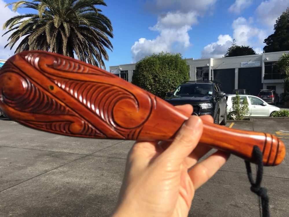 Beautiful Wood Carving Patu With Koru Details
