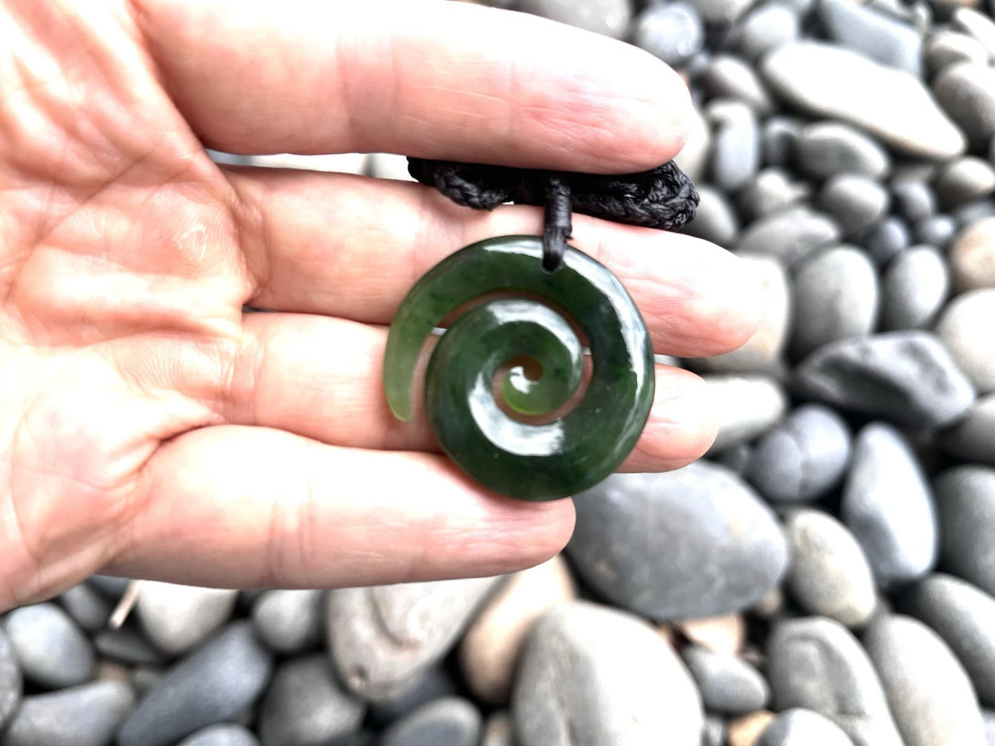 Greenstone Nephrite Jade Open Koru Pendant – 37mm with Gift Box