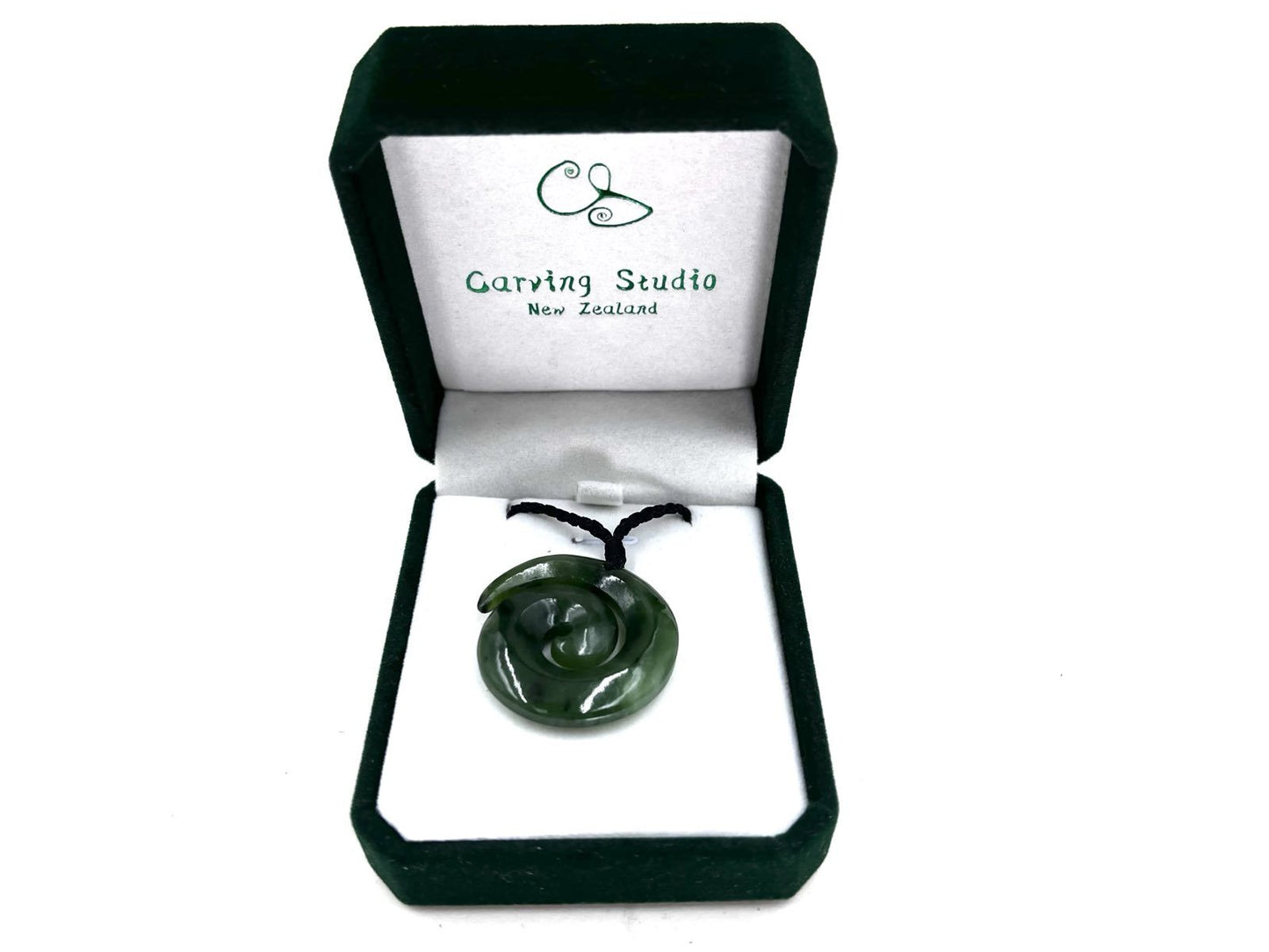 Greenstone Nephrite Jade Open Koru Pendant 37mm with Gift Box