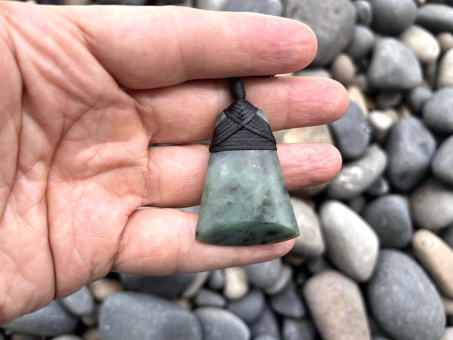 Small Matte Polished Greenstone Nephrite Jade Toki Pendant 45×30mm Maori Carving