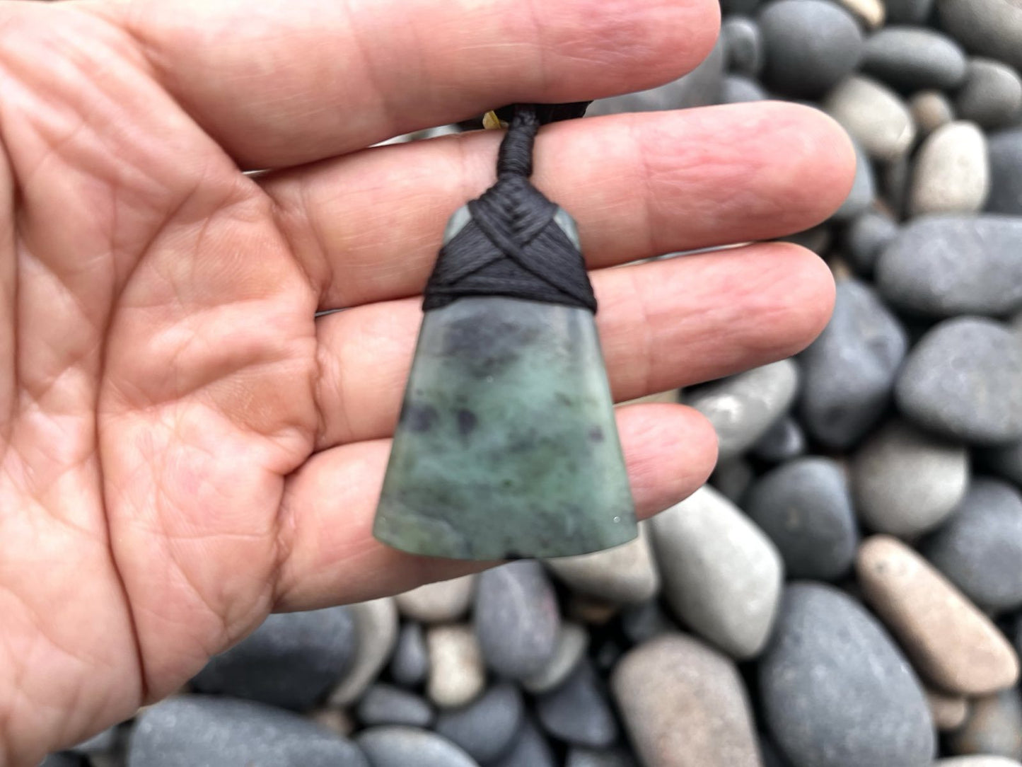 Matte Polished Greenstone Nephrite Jade Toki Pendant – 45×30mm Maori Carving