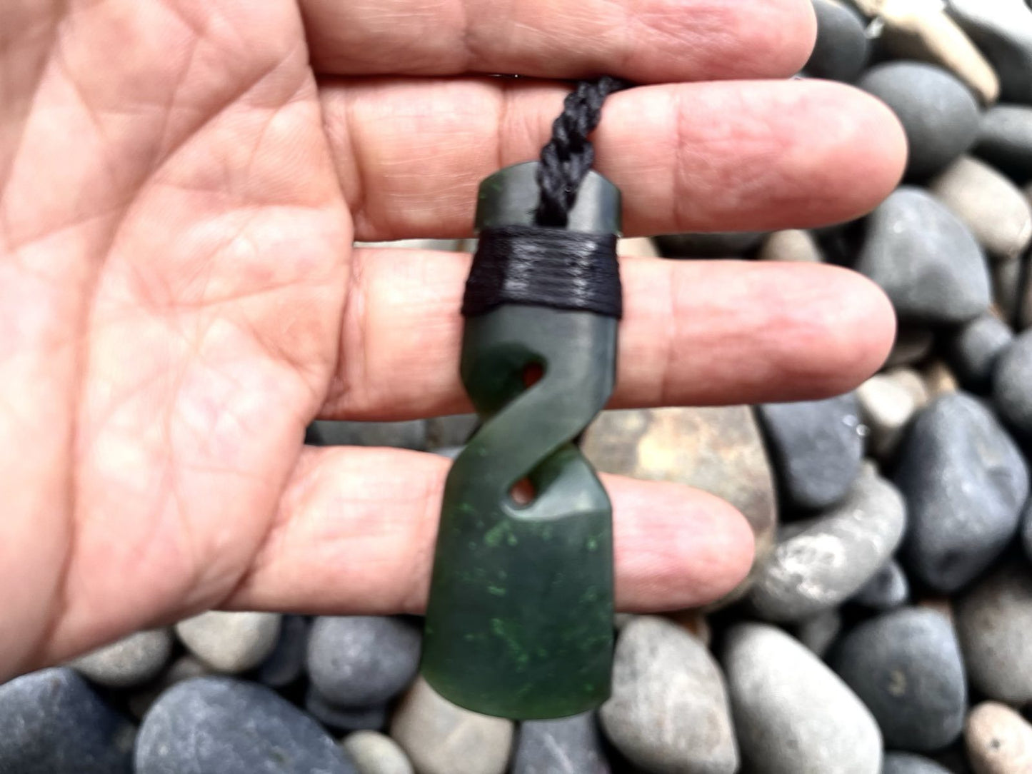 Toki-Twist Greenstone Nephrite Jade Pendant 60×20mm Matte Polished Maori Carving