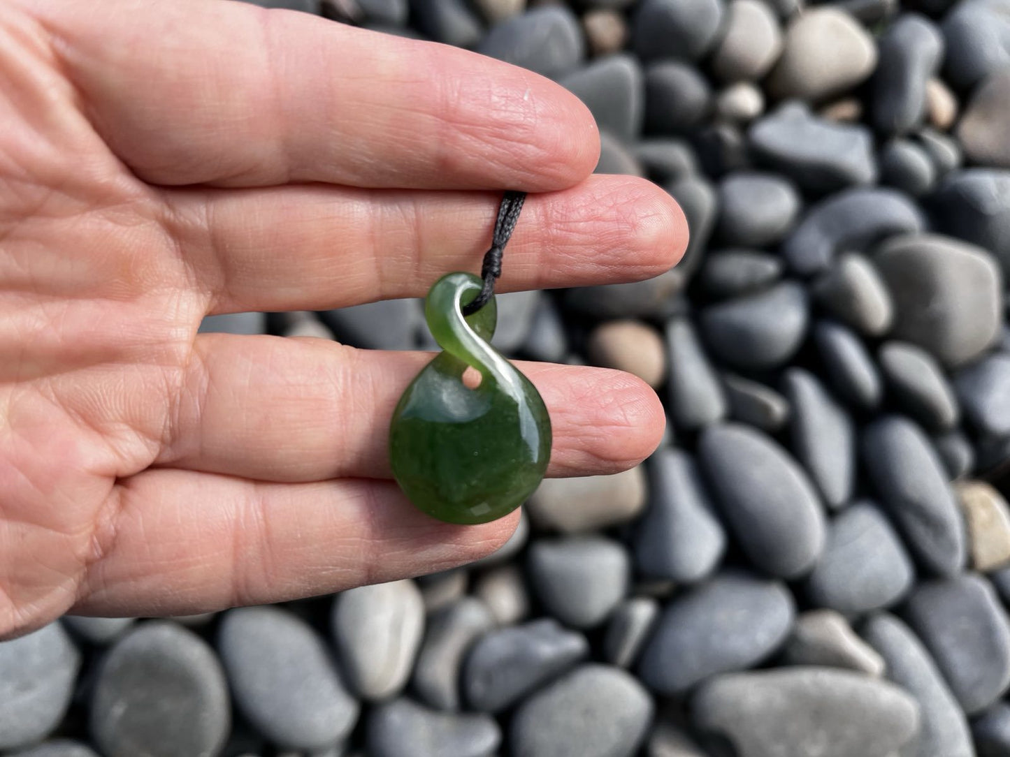 Greenstone Nephrite Jade Small Twist Pendant #T1-25CS – 25×18mm with Gift Box
