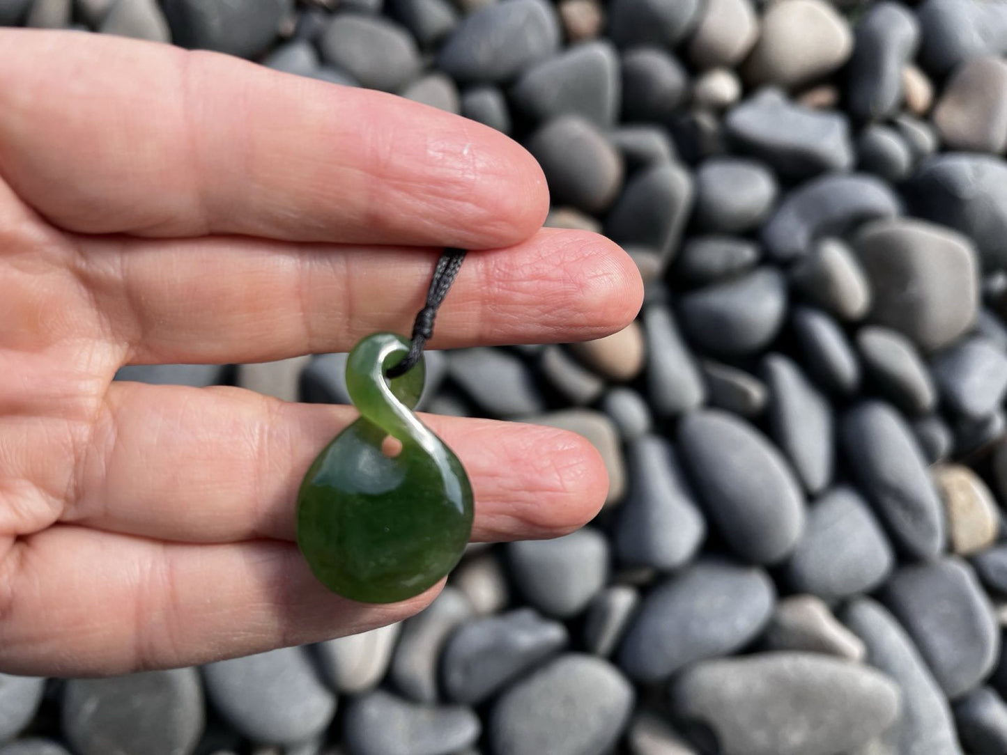 Greenstone Nephrite Jade Small Twist Pendant #T1-25CS – 25×18mm with Gift Box
