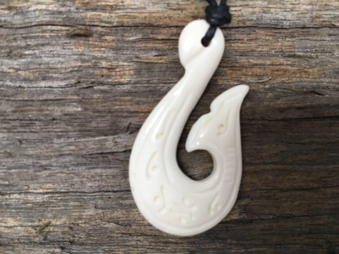 Bone Carving Pendant Fish Hook #750238