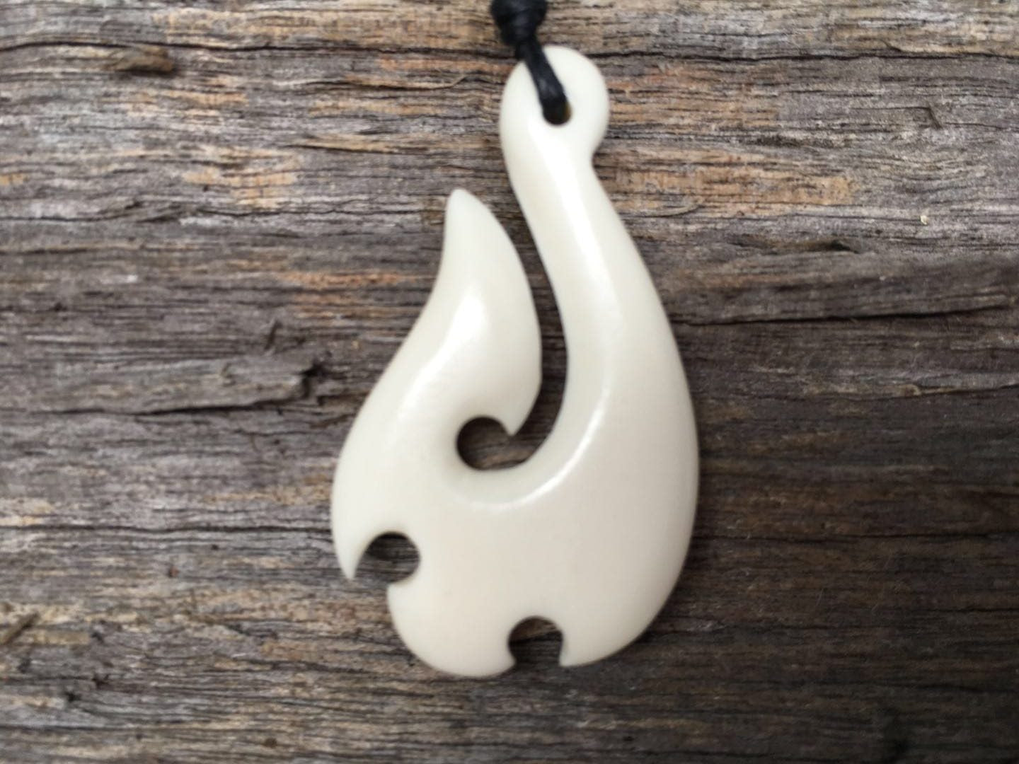 Bone Carving Pendant Fish Hook B69