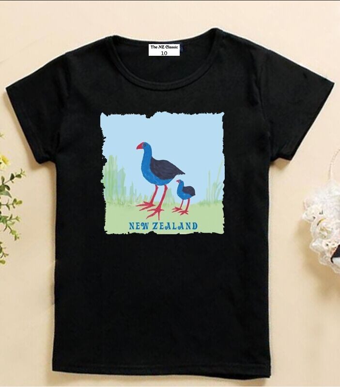 Cotton NZ Pukeko Kids T-shirt Black