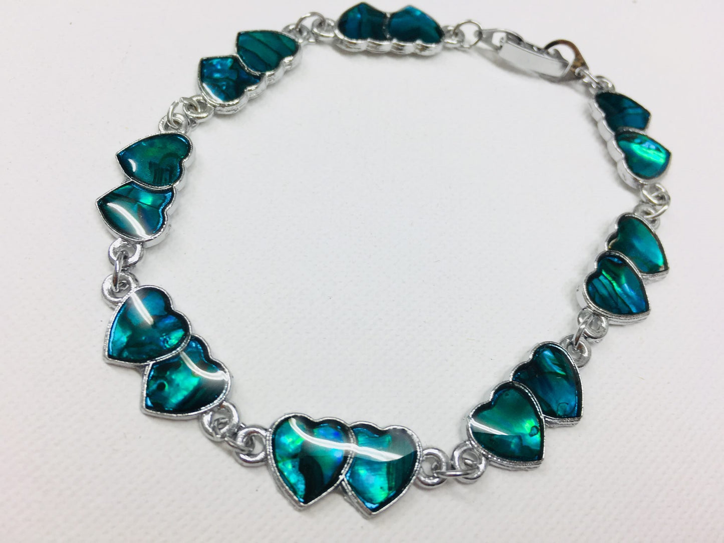 Paua Shell Bracelet Double Heart