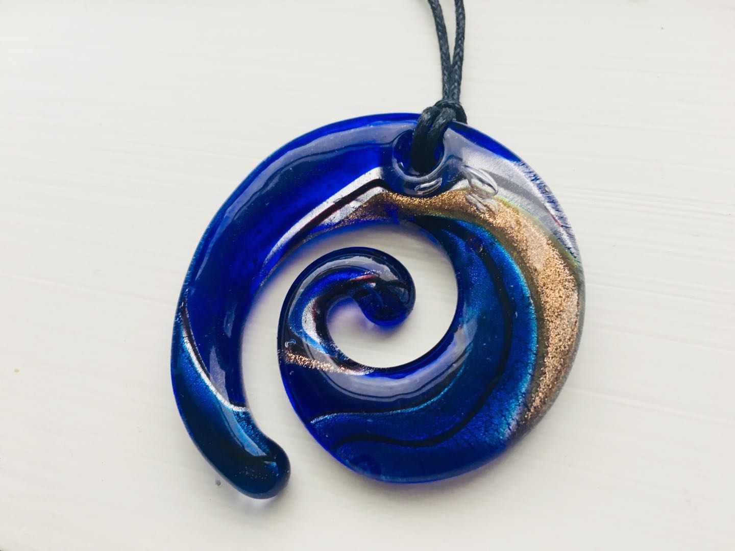 Handmade glass pendant comes with box