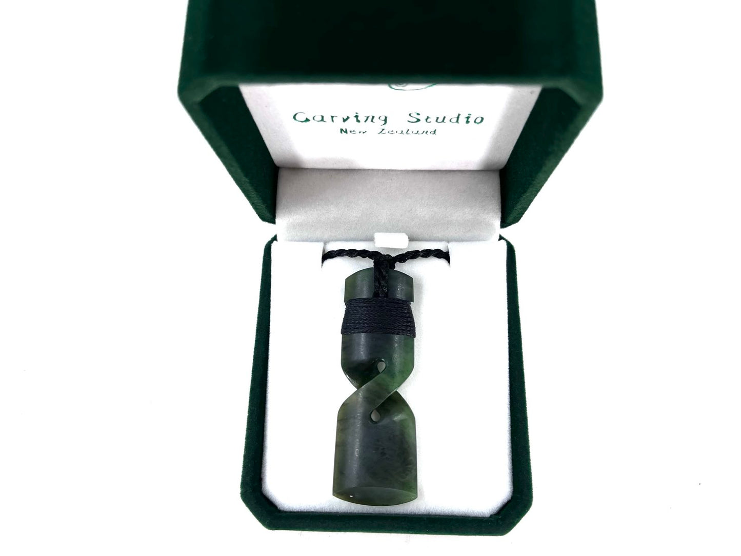 Toki-Twist Greenstone Nephrite Jade Pendant – 60×20mm Matte Polished Maori Carving