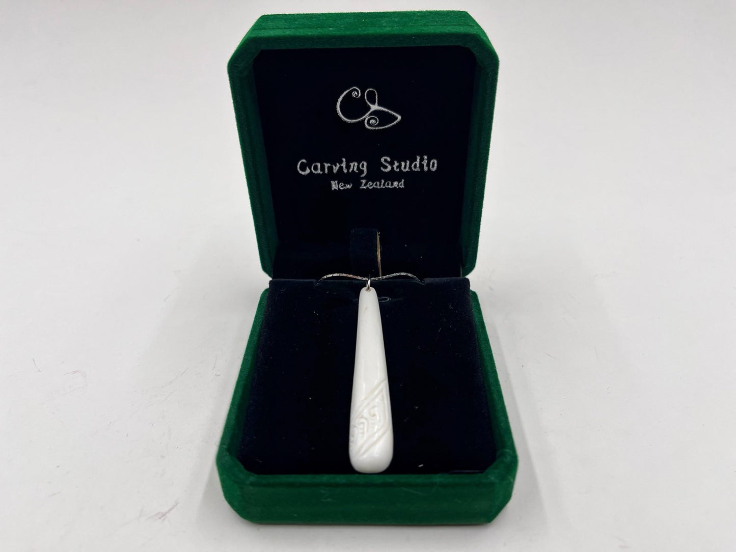 60mm Bone Drop Pendant by Carving Studio NZ in Gift Box