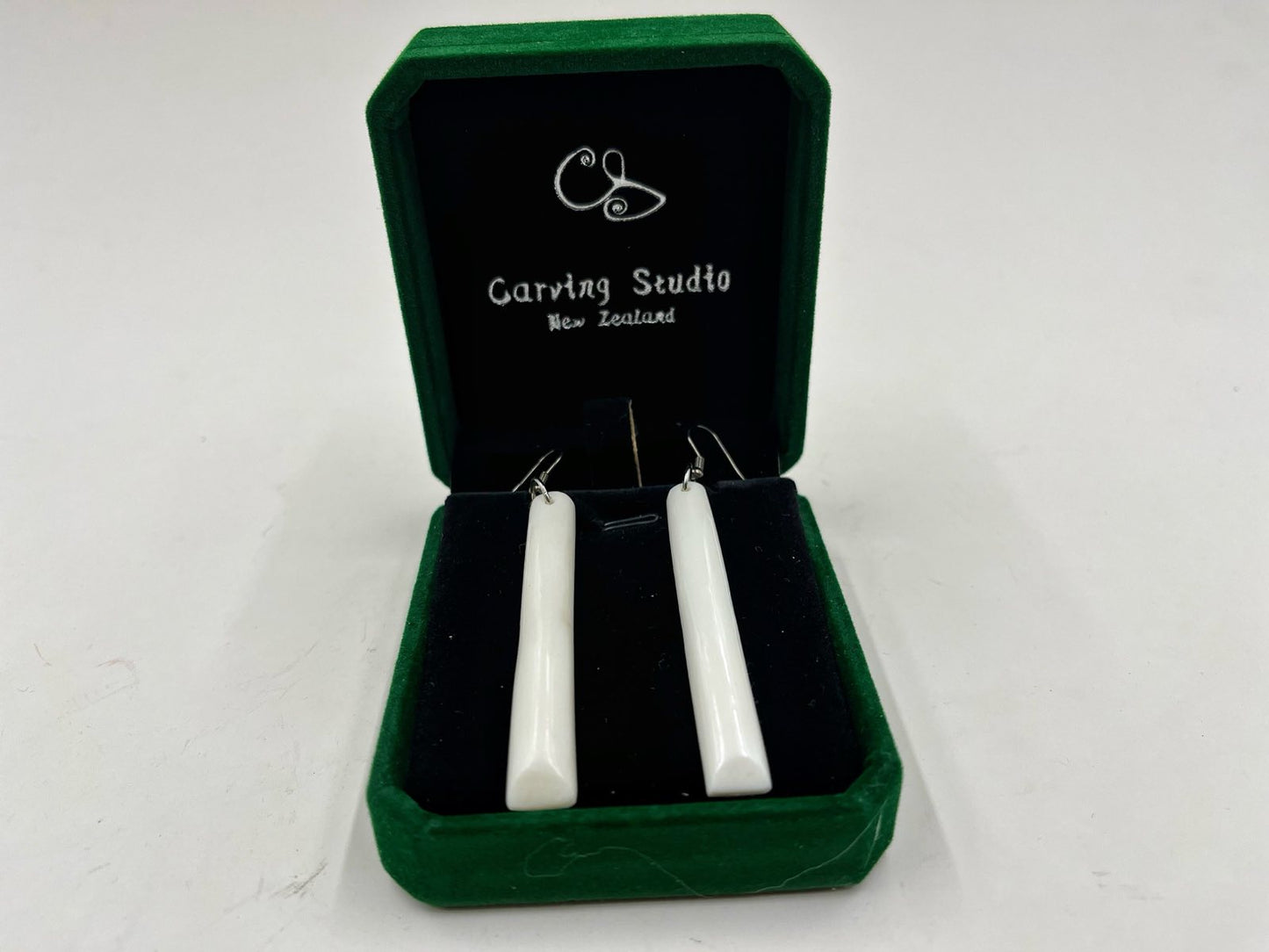 Bone Carving Toki Long Earrings 60mm with Velvet Gift Box