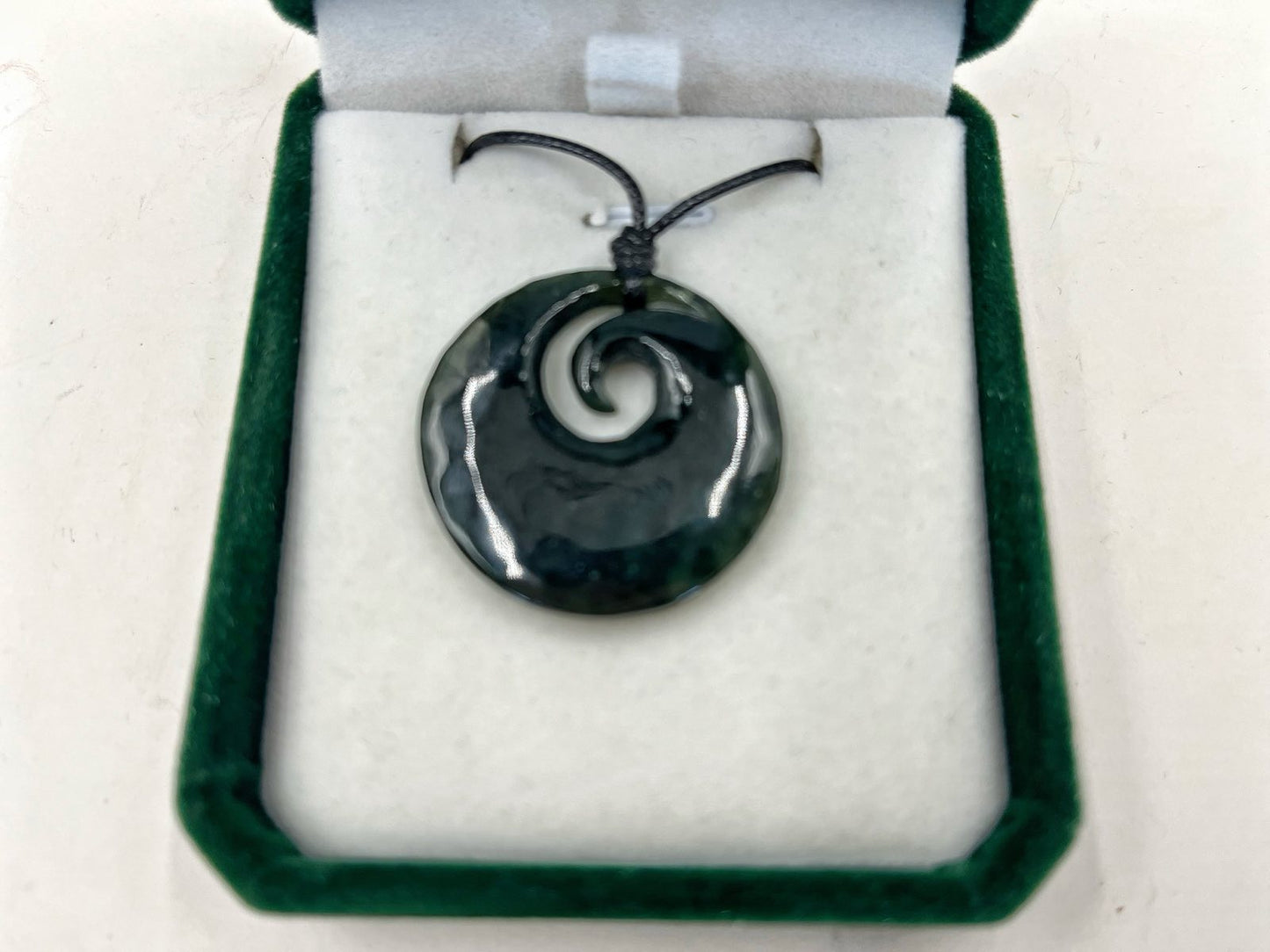 Greenstone Nephrite Jade Koru Pendant E038 – 35×35mm with Gift Box