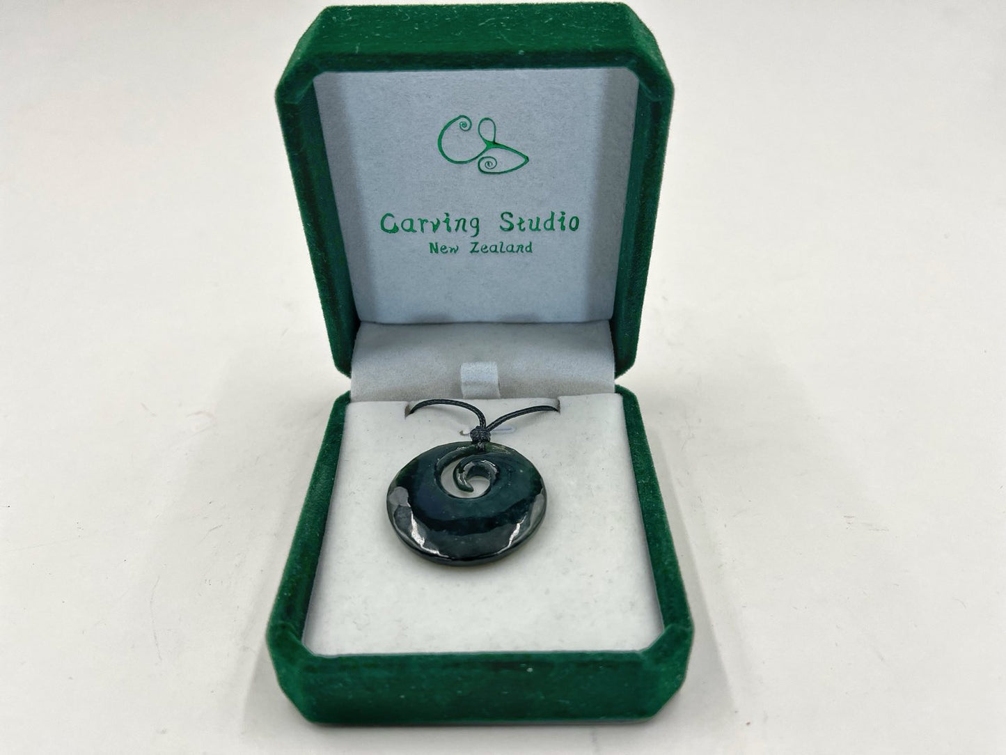 Greenstone Nephrite Jade Koru Pendant E038 – 35×35mm with Gift Box