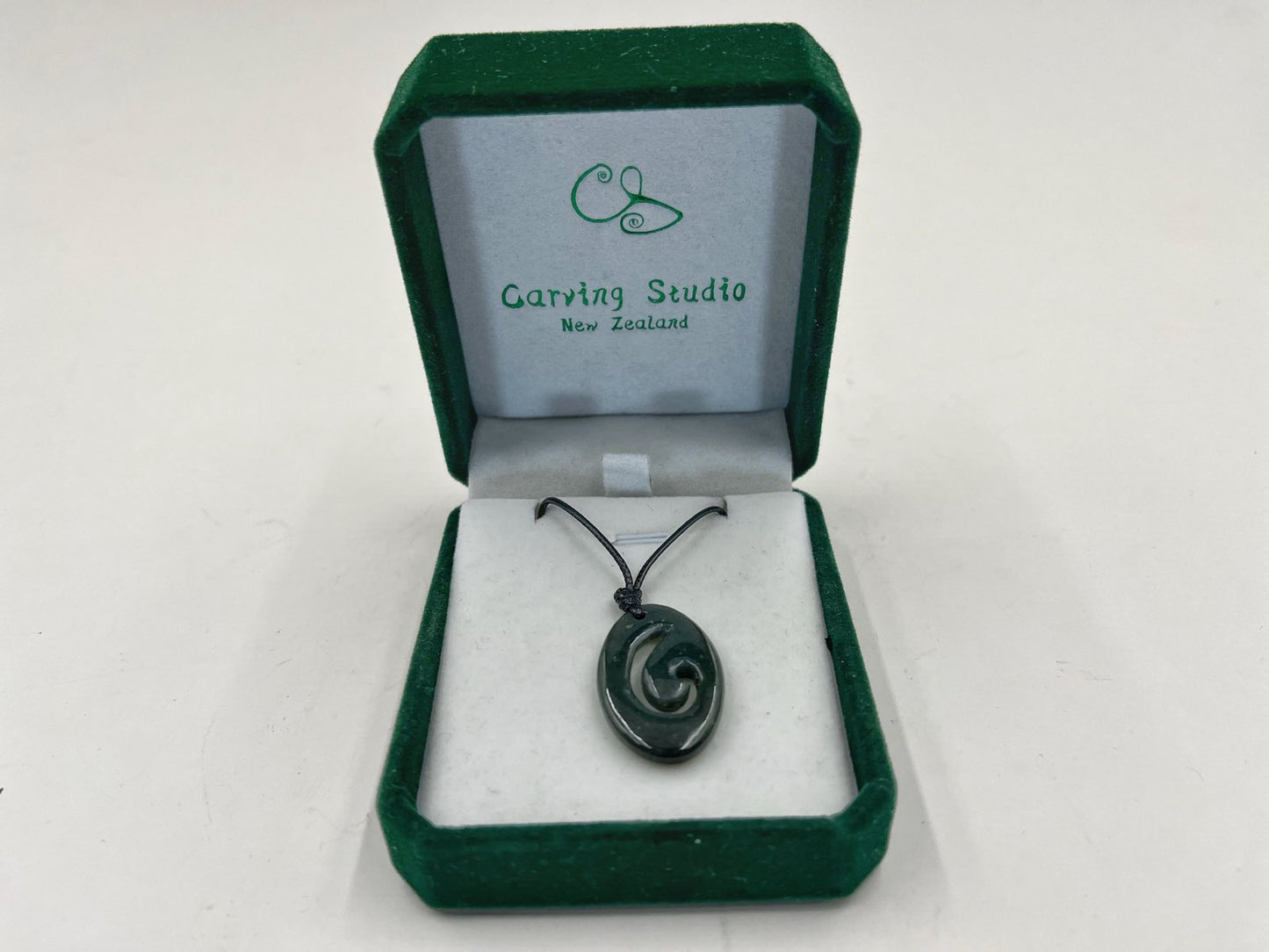 Greenstone Nephrite Jade Koru Pendant E059 – 30×22mm with Gift Box