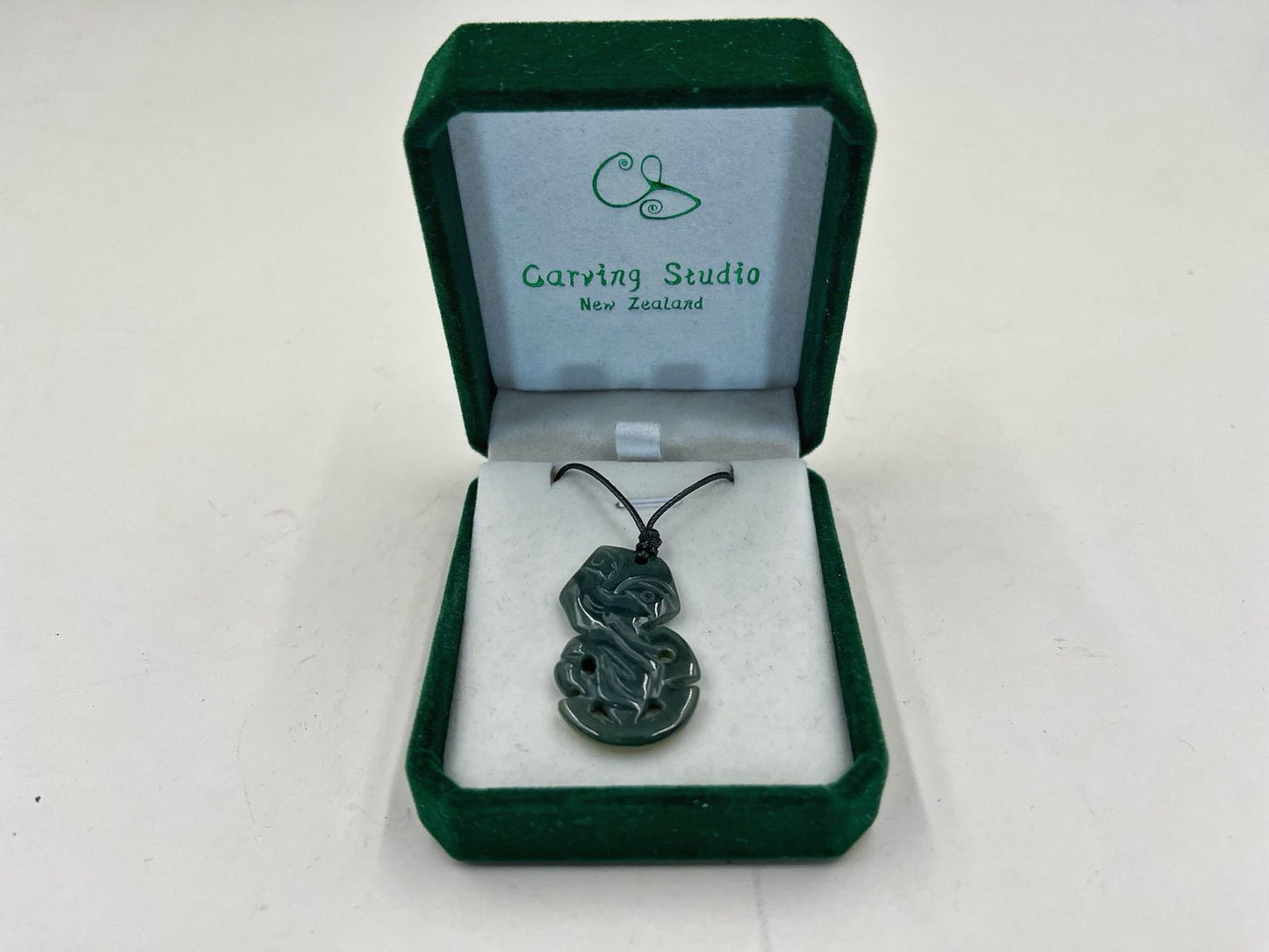 Greenstone Nephrite Jade Tiki Pendant E084 – 41×24mm with Gift Box