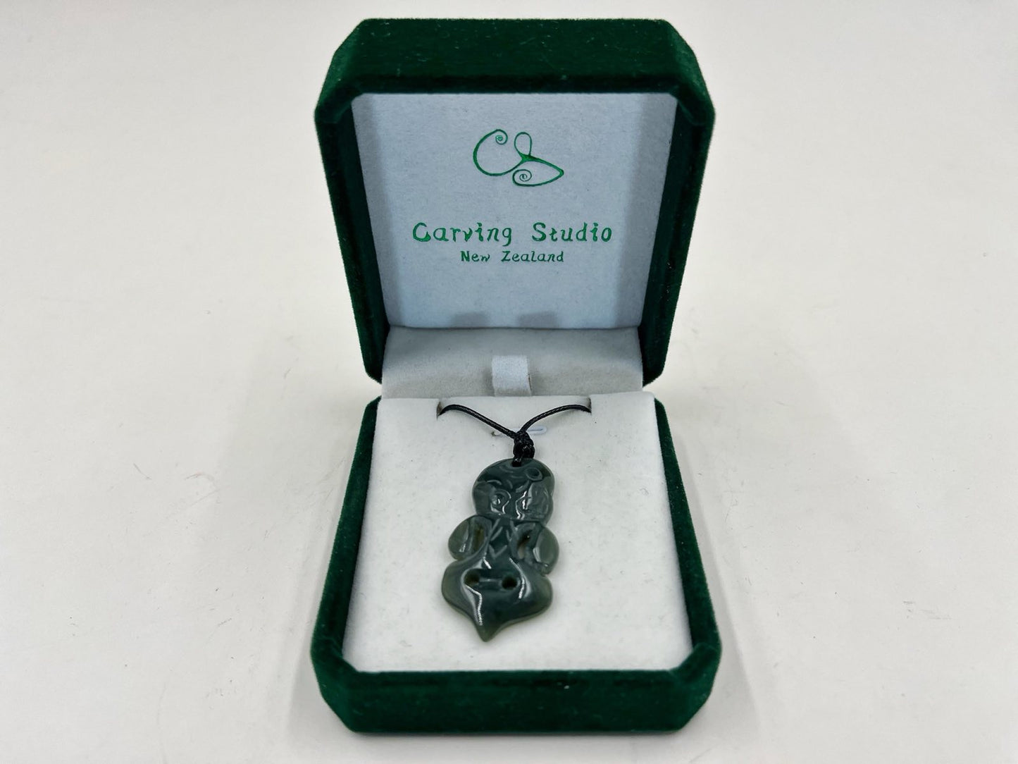 Greenstone Nephrite Jade Tiki Pendant E085 – 40×20mm with Gift Box