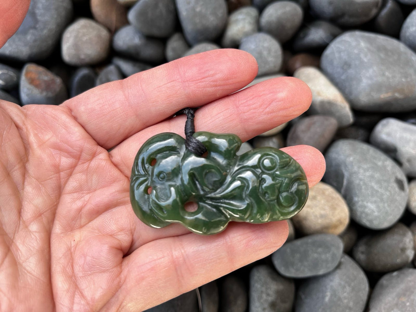 Large Greenstone Hei Tiki 55mm Carving Studio NZ
