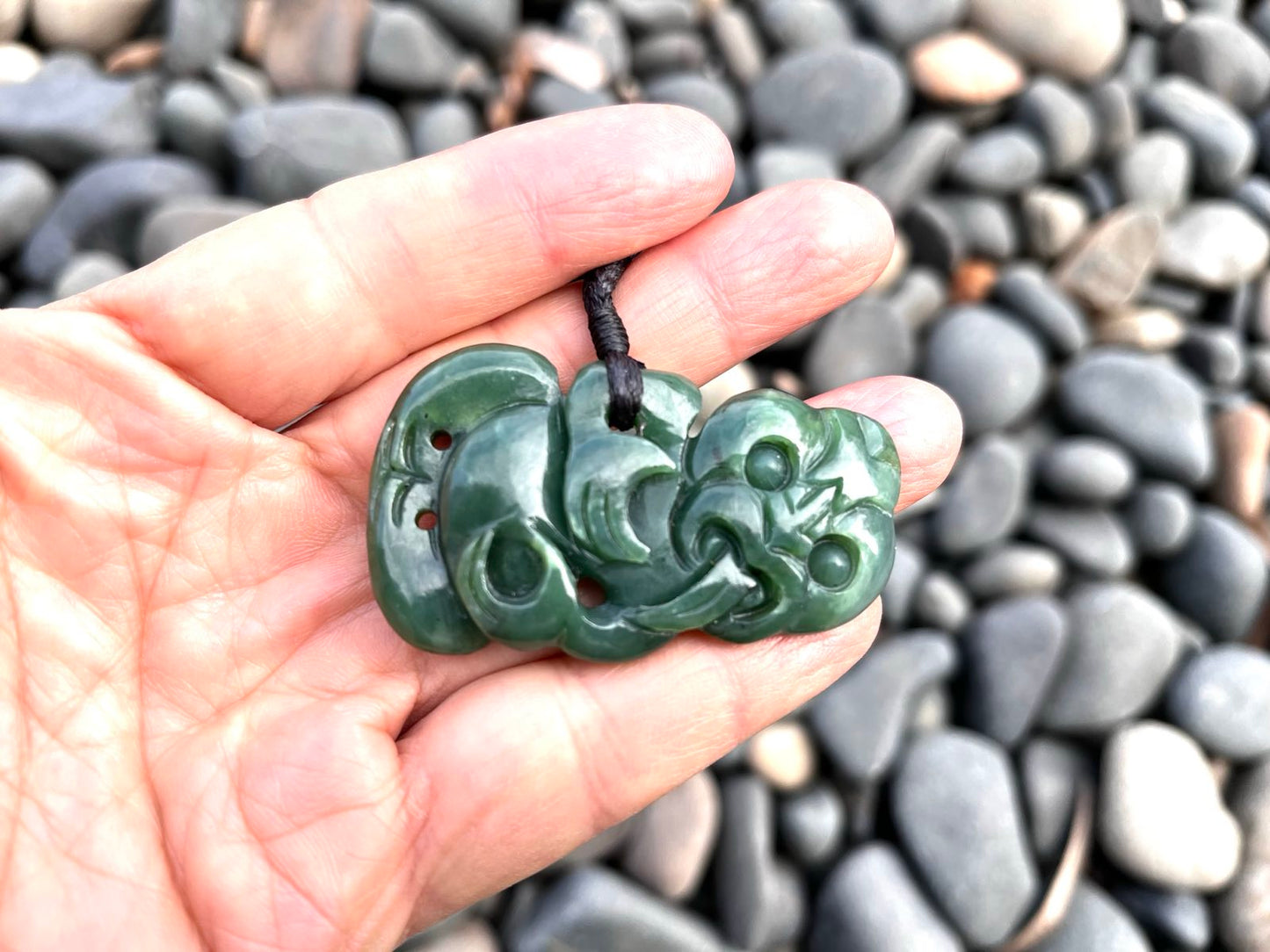 Large Greenstone Hei Tiki 55mm Carving Studio