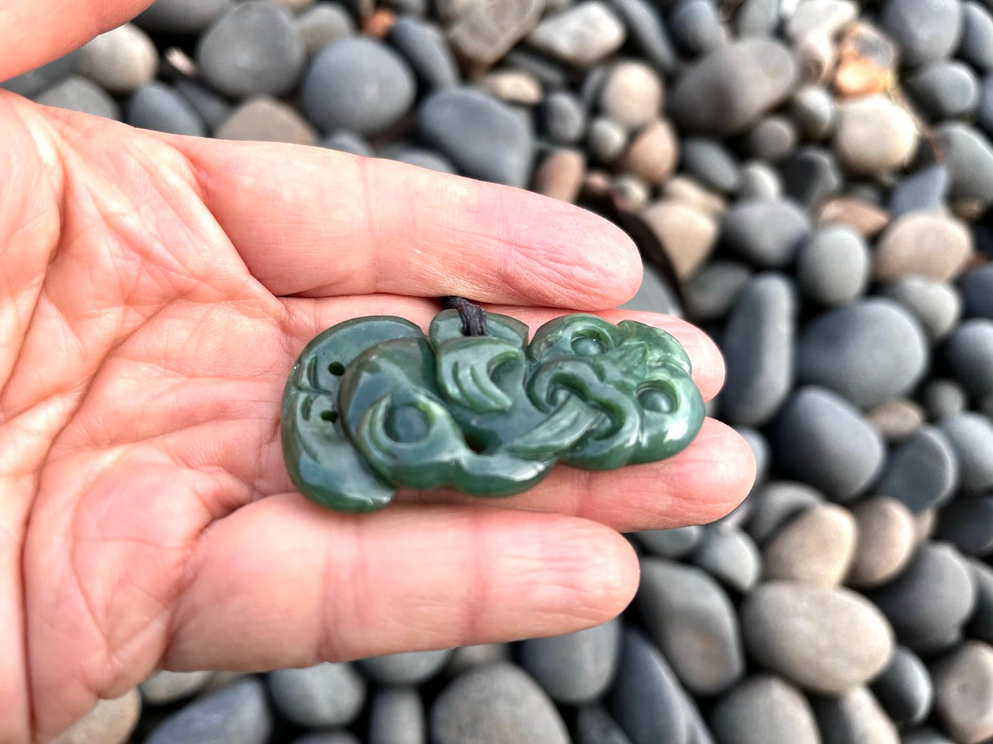 Large Greenstone Hei Tiki 55mm Carving Studio