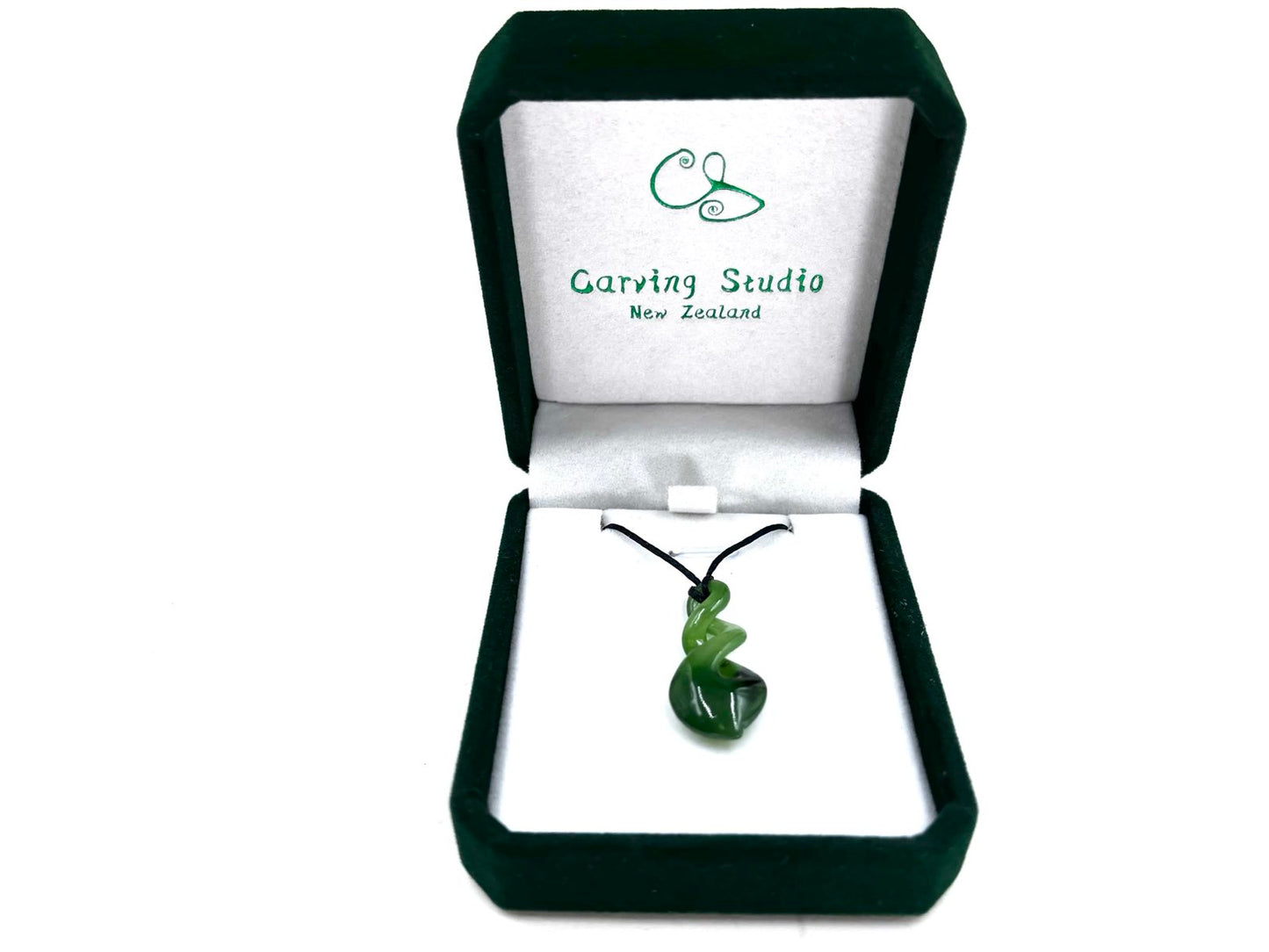 Greenstone Nephrite Jade Tiny Double Twist Pendant – 30mm Hand-Carved Carving Studio NZ