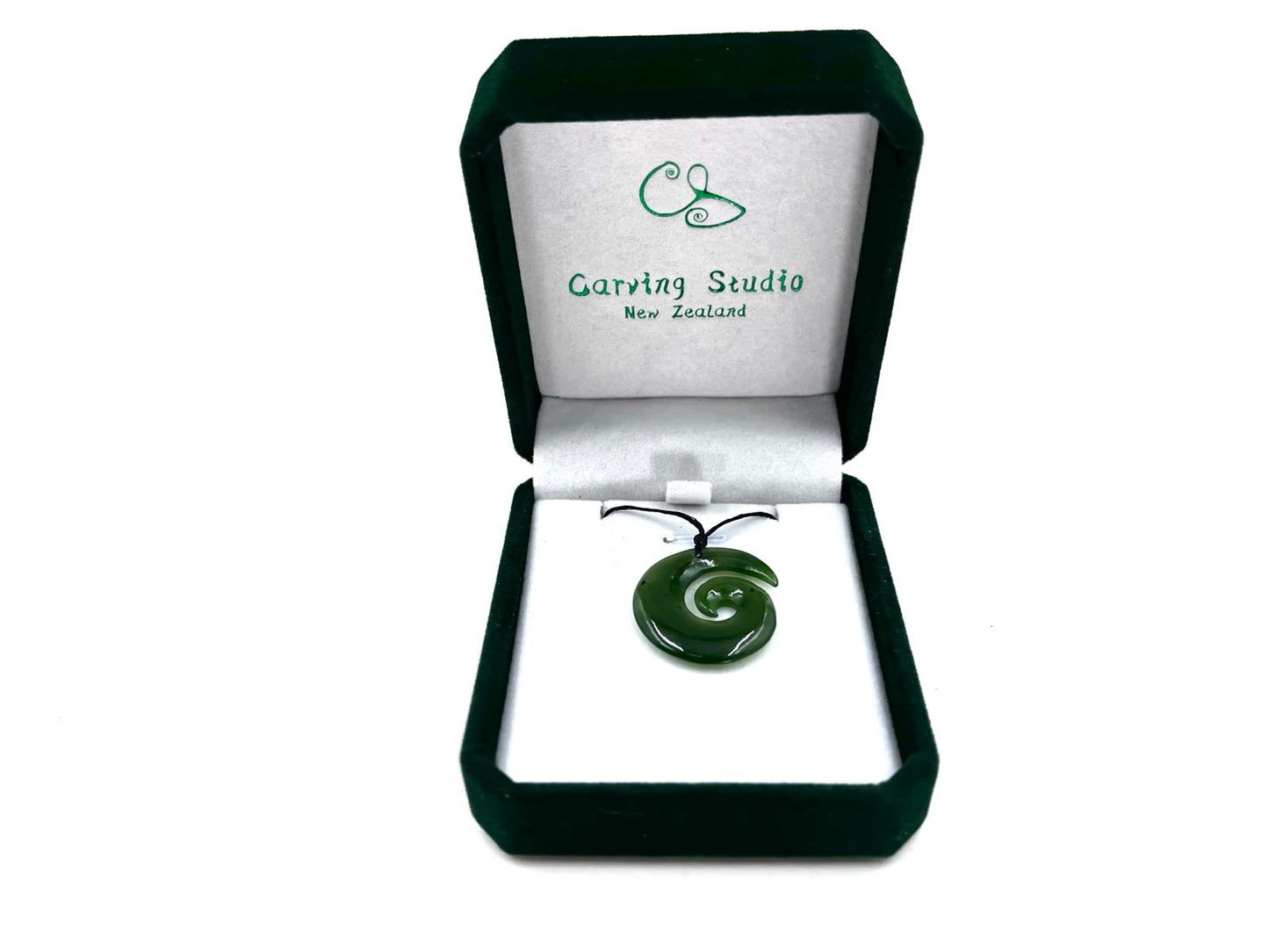 Greenstone Nephrite Jade Koru Pendant – 27mm Hand-Carved Gift by Carving Studio NZ Stock