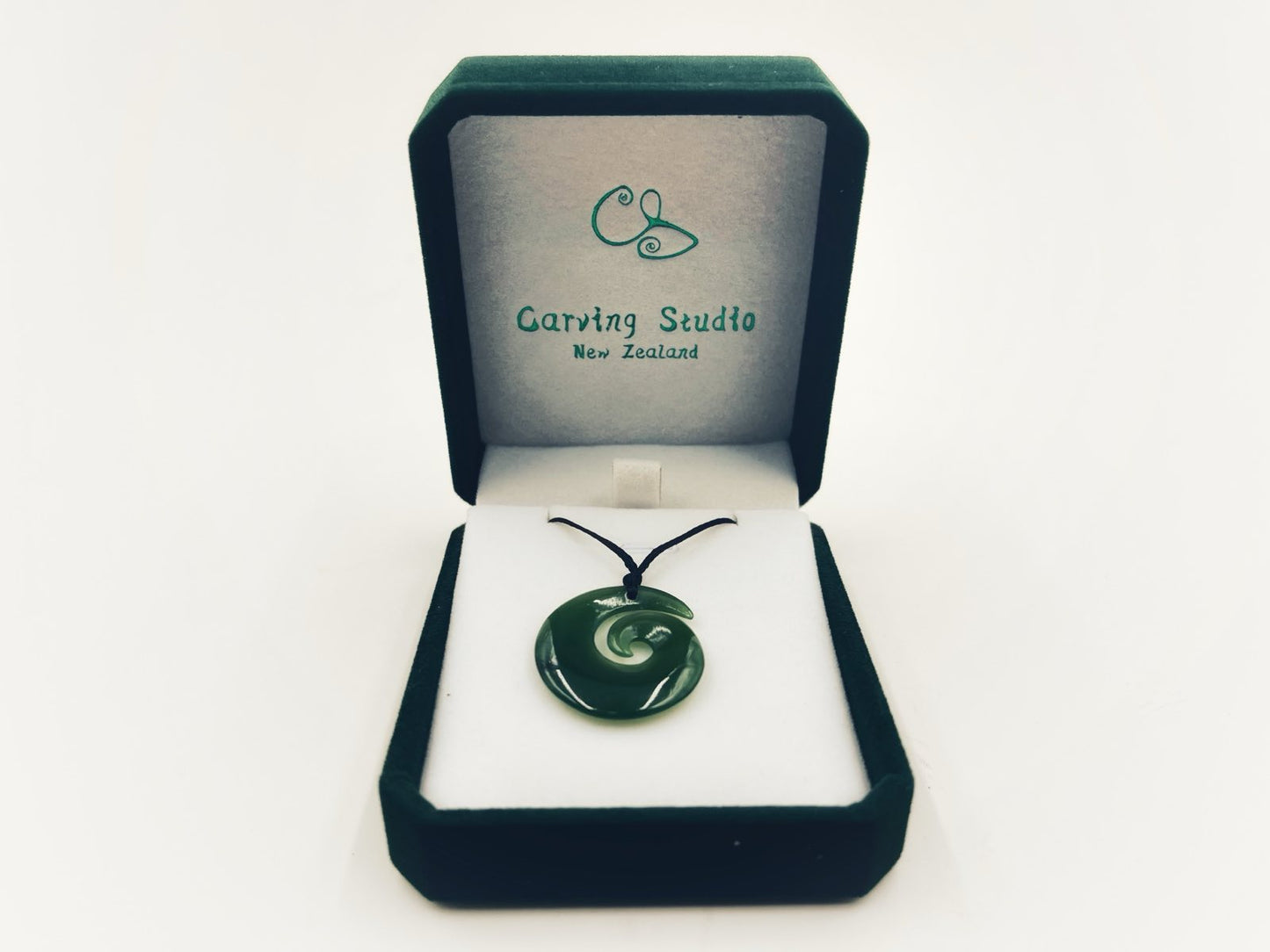 Greenstone Nephrite Jade Koru Pendant – 27mm Hand-Carved Gift by Carving Studio NZ Stock