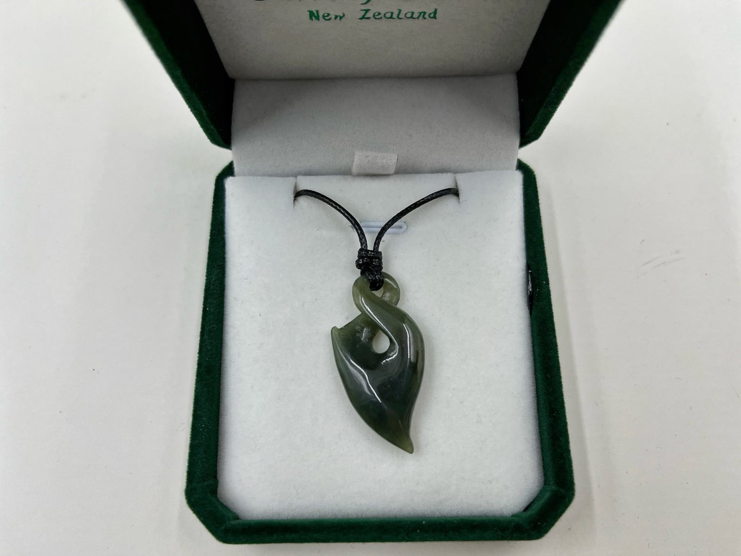Greenstone Nephrite Jade Twist Pendant E014 – 35×17mm with Gift Box