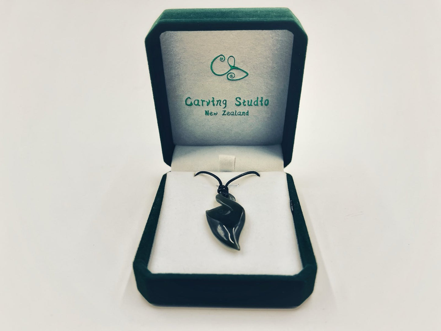 Greenstone Nephrite Jade Twist Pendant E014 – 35×17mm with Gift Box