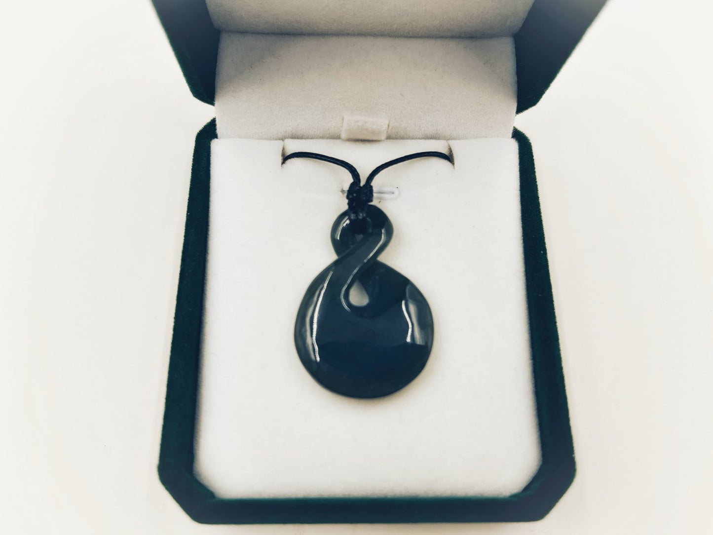 Greenstone Nephrite Jade Twist Pendant E011 – 35×24mm with Gift Box