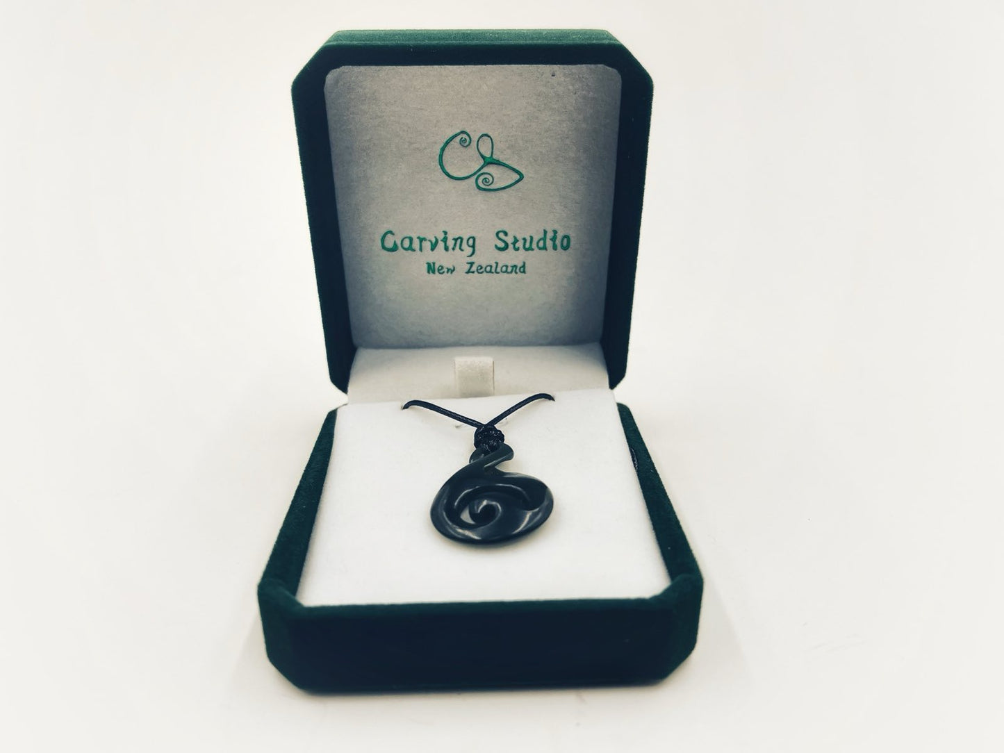 Greenstone Nephrite Jade Twist with Koru Pendant E061 – 32×23mm with Gift Box