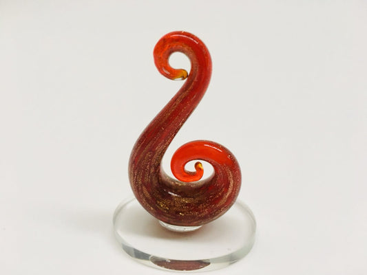 Beautiful Small Handmade Glass Statue  Fish Hook Red