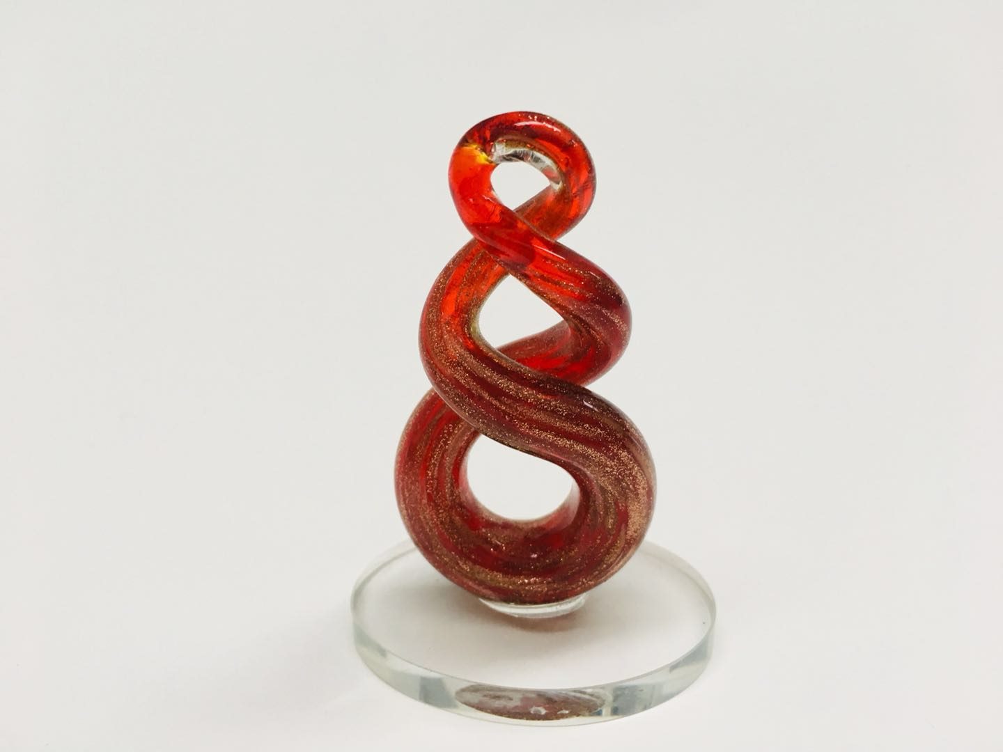Beautiful Small Handmade Glass Statue Twist Red