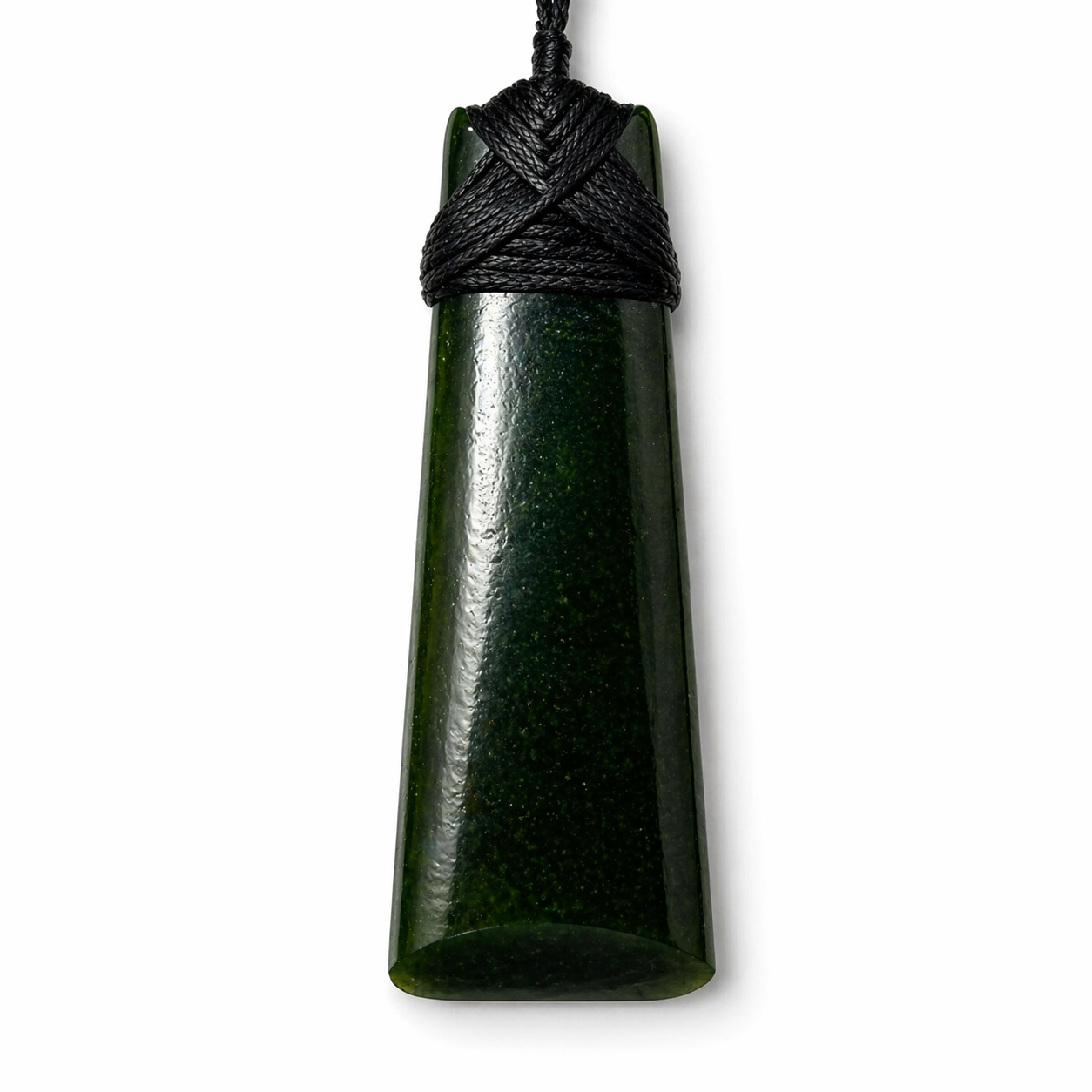 Lashed Greenstone Nephrite Jade Toki Pendant – 106mm Huge Size with Gift Bag
