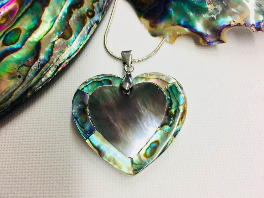 Paua Shell Pendant Heart