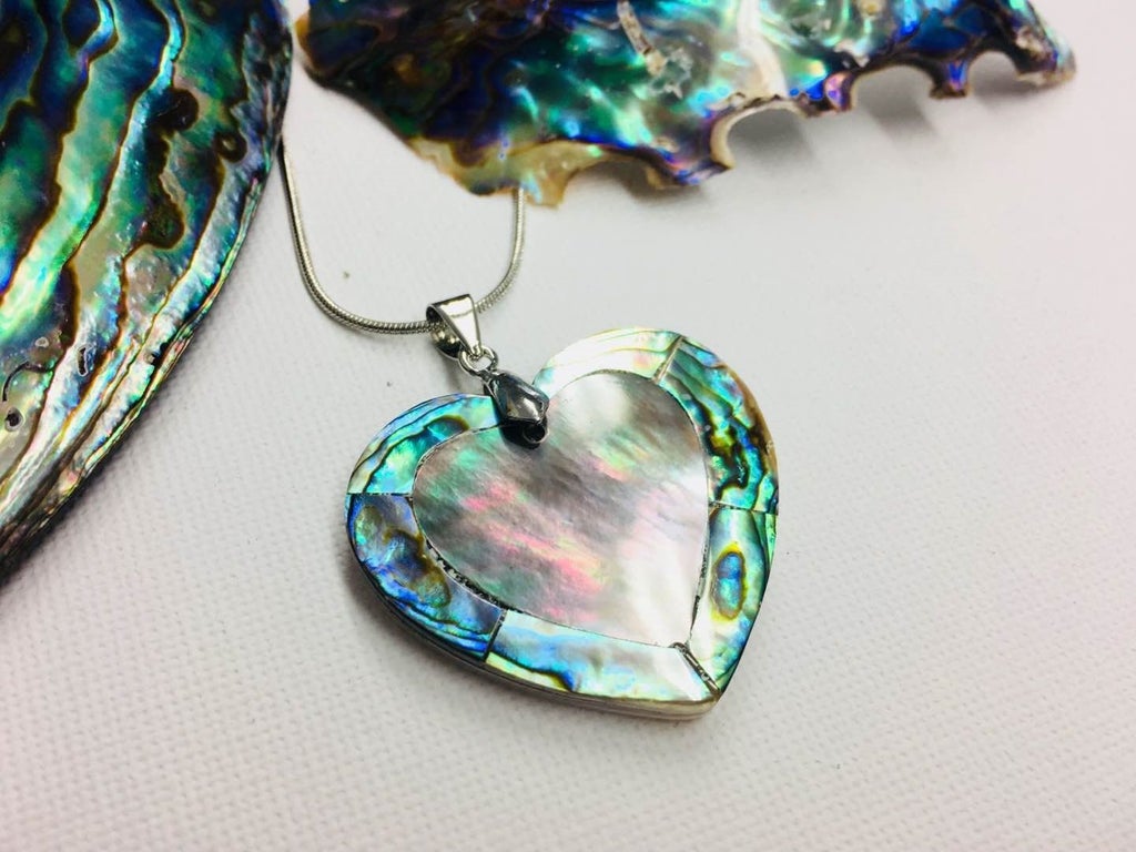 Paua Shell Pendant Heart