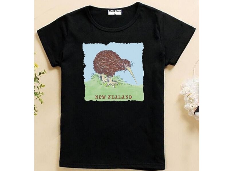 Cotton NZ Kiwi Kids T-shirt Black