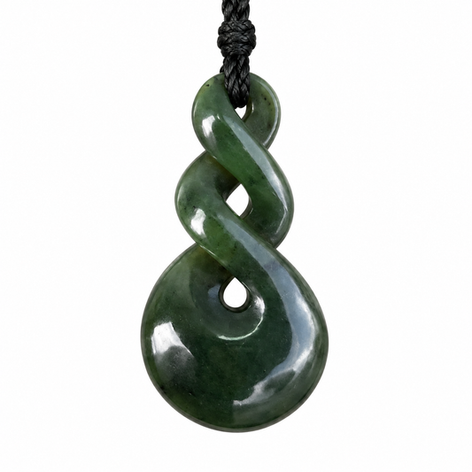 Greenstone  Nephrite Double Twist – 40mm Hand-Carved Pendant Carving Studio NZ