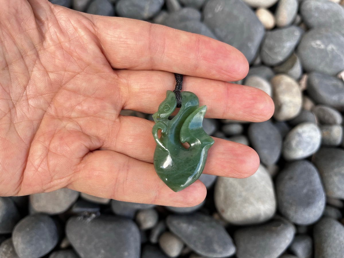 Greenstone Nephrite Jade Manaia Guardian Pendant – 41mm Hand-Carved Necklace with Luxury Gift Box | Carving Studio NZ