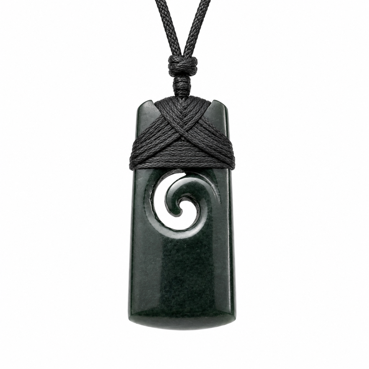 Lashed Dark Green Greenstone Pendant  Nephrite Jade Maori Toki  – 60mm Handcrafted Strength Symbol