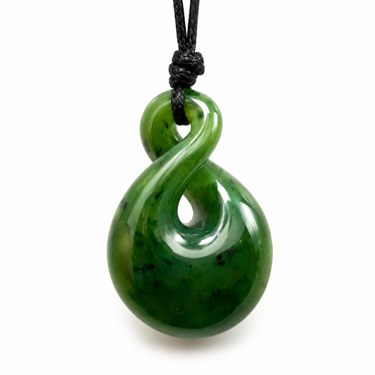Top Grade Greenstone Nephrite Jade Pendant Tiny Twist Carving Studio NZ