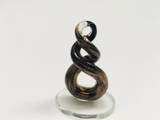 Beautiful Small Handmade Glass Statue  Twist Black-Gold