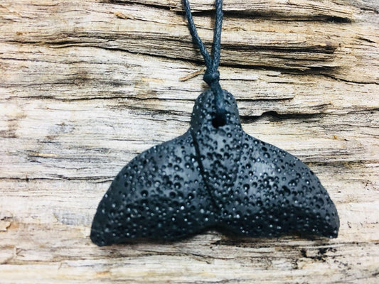 Pumice Carving whale tail Black