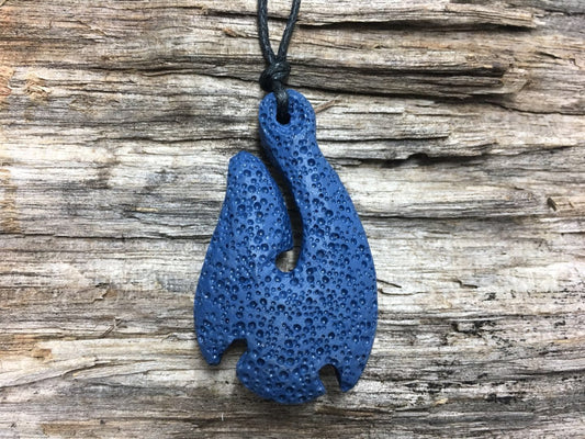Pumice Carving Fish hook Blue