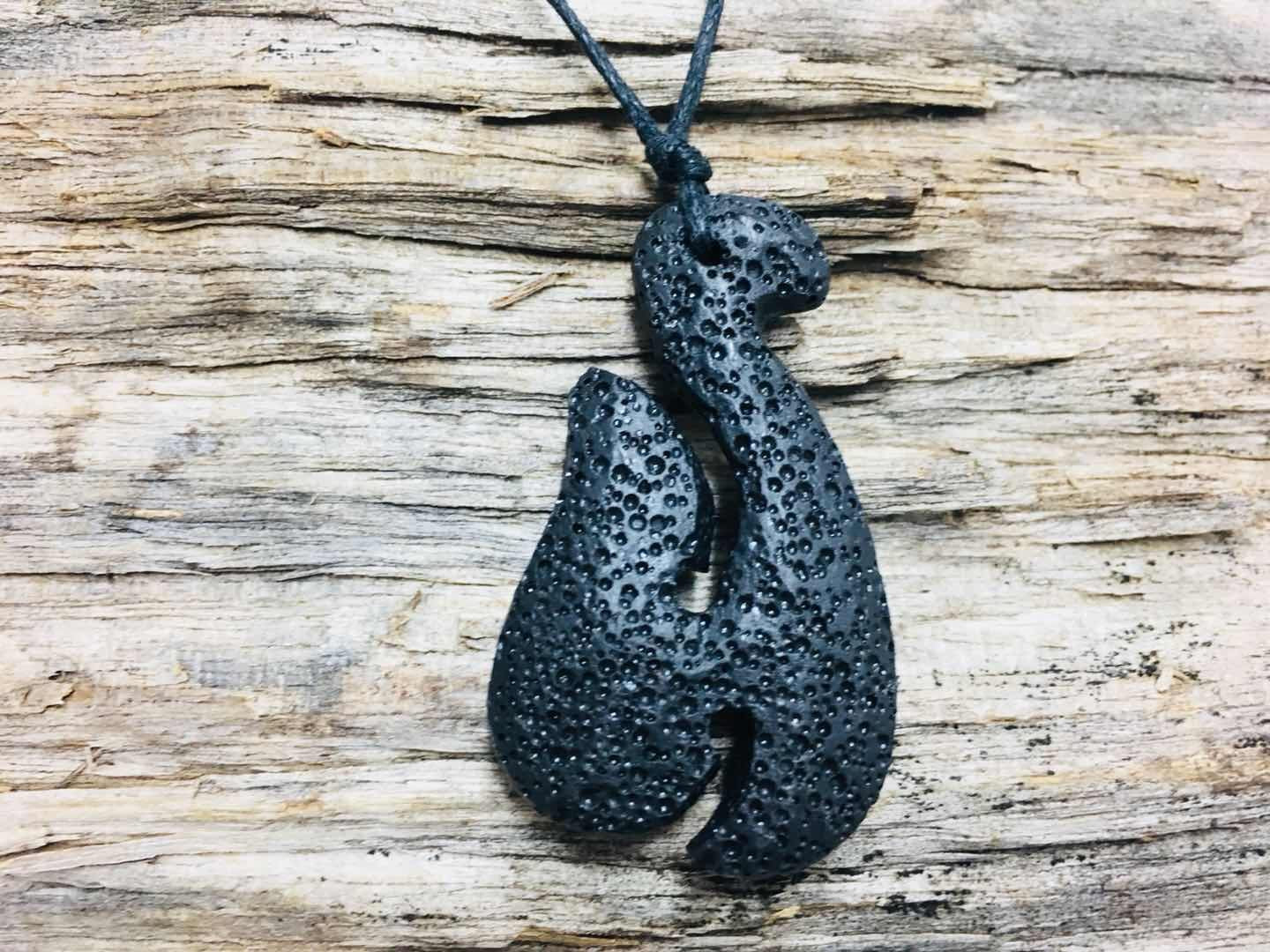 Pumice Carving Fish Hook Black