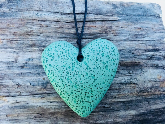 Pumice Carving Heart Green