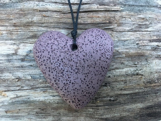 Pumice Carving Heart Purple