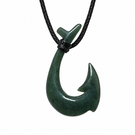 Greenston Maori Hei Matau Fish Hook Pendant – 42mm, Strength, Luck & Prosperity Symbol