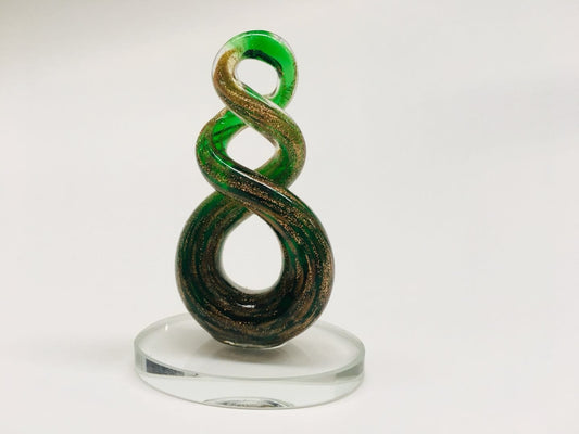 Beautiful Small Handmade Glass Statue Twist Green