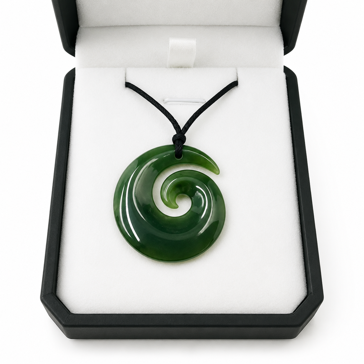 Greenstone Nephrite Jade Koru Pendant – 30mm Hand-Carved Top Grade Jade by Carving Studio NZ